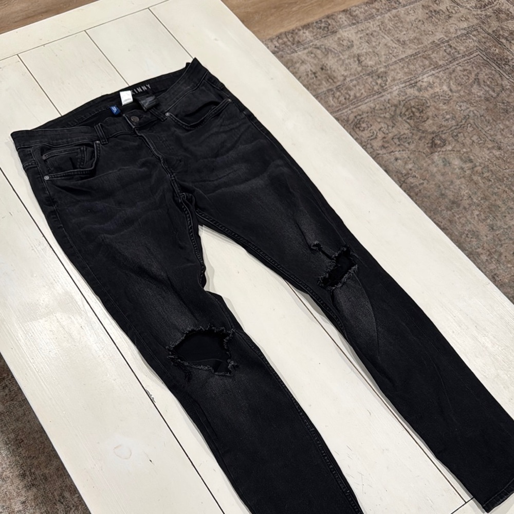 Divided Black Skinny Jeans Distressed Style